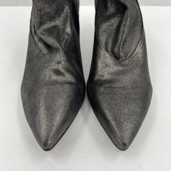 COCLICO Shoes Womens 37 Gray Metallic Juno Boot Stretch Anthracite Scrunch - Picture 2 of 12